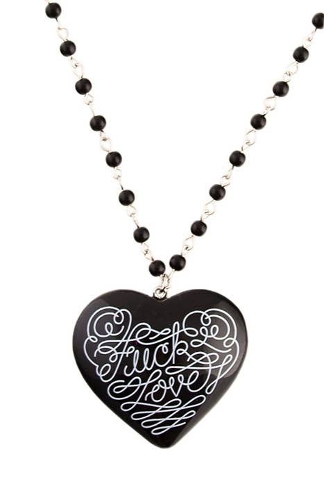 Sourpuss Necklace 🖤 Fuck Love Heart