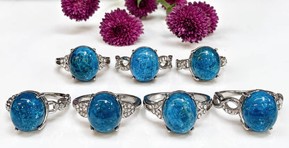 Natural Apatite Stainless Steel Ring 10x12mm Crystals