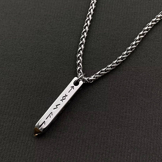 Stainless Steel Viking Rune Pendant Necklace
