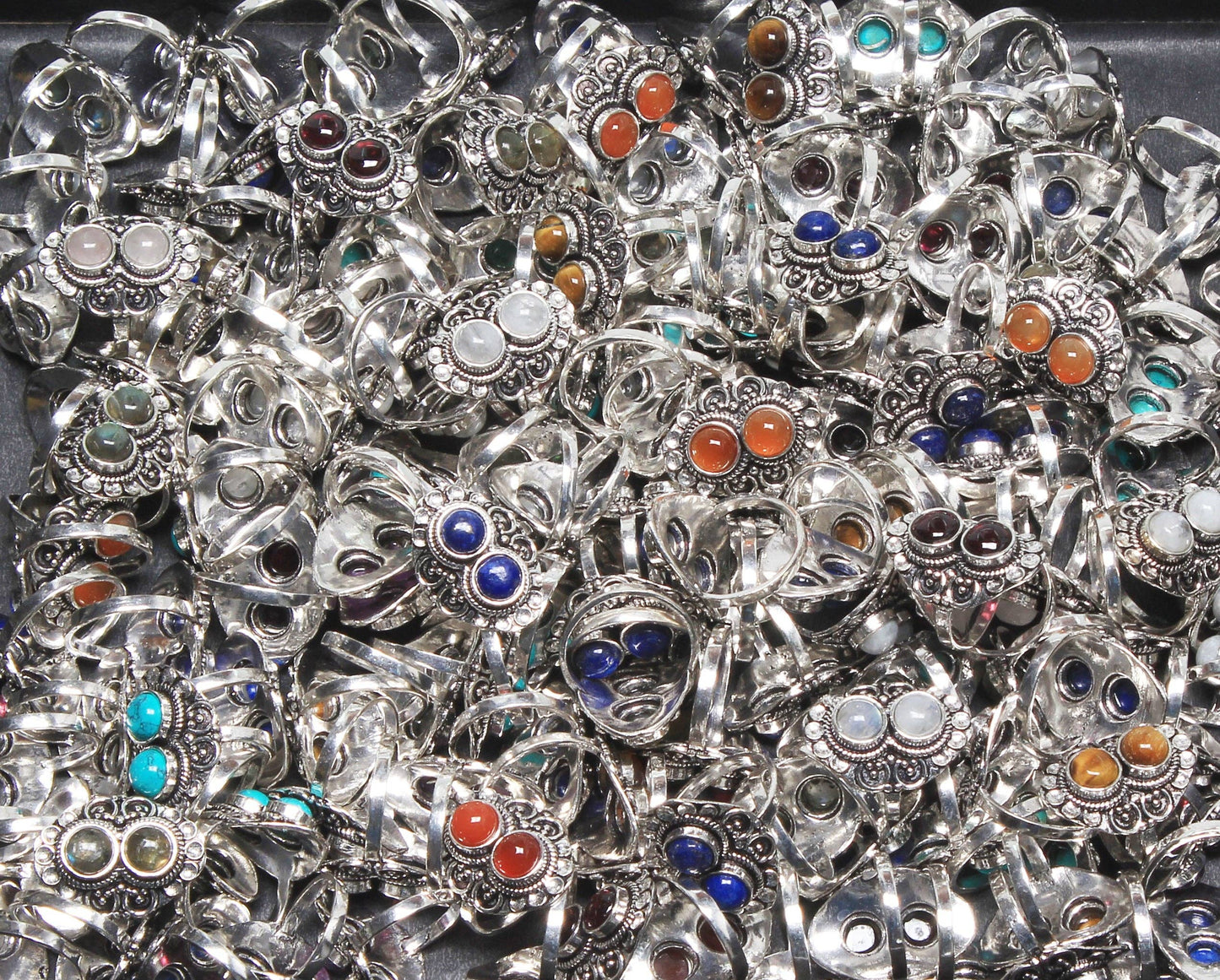 Gemstone Silver Plate Rings * Various Sizes & Stones