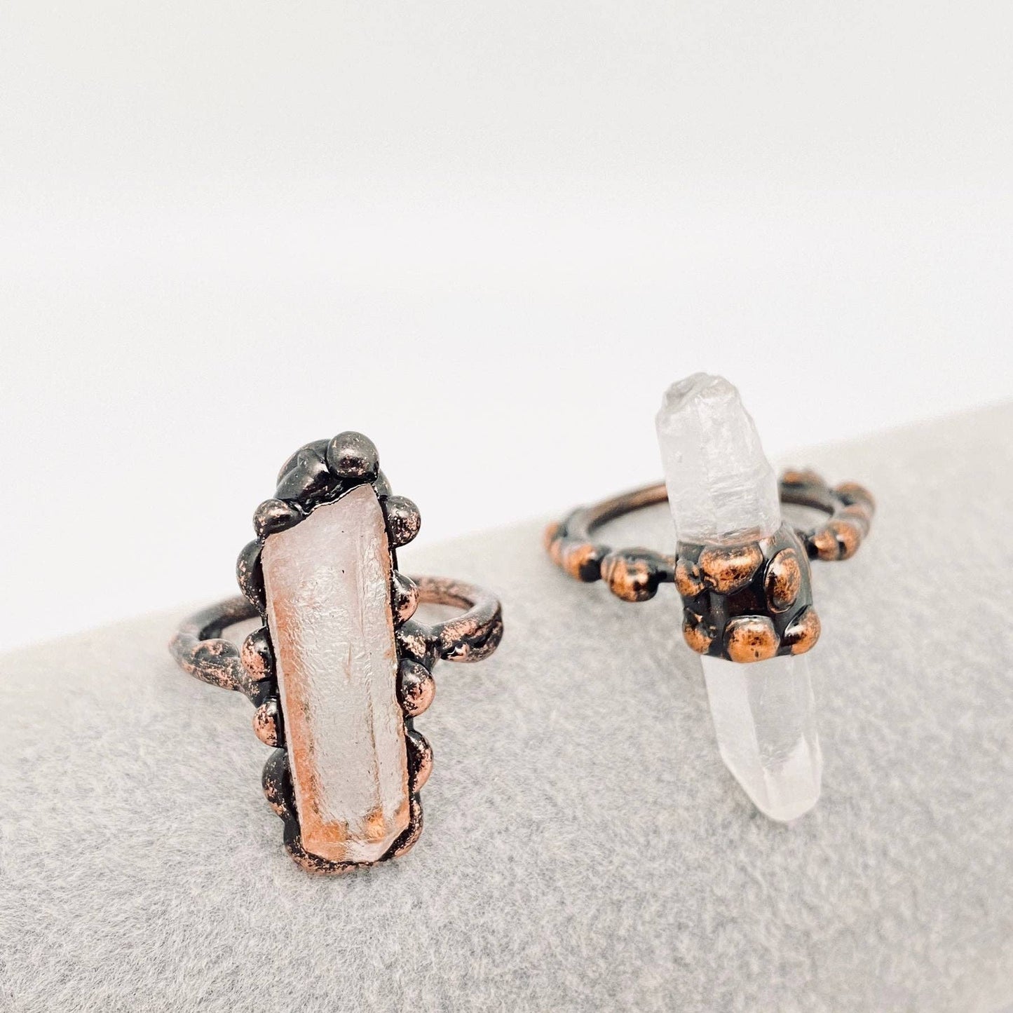 Clear Quartz Crystal Irregular Column Ring