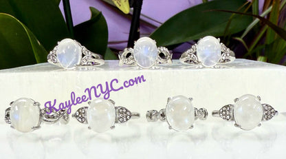 Natural Moonstone Stainless Steel Rings