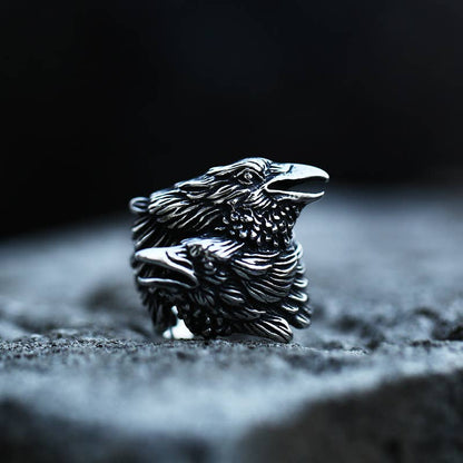 Double Raven Head Ring
