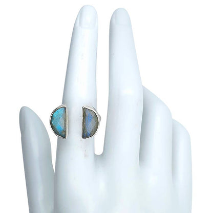 Faceted Labradorite Sterling Silver Adjustable Ring