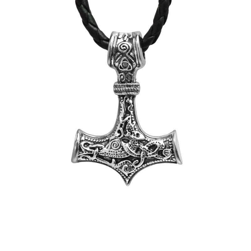 Viking Odin Triangle Knot Mjolnir Pendant Necklace