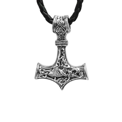 Viking Odin Triangle Knot Mjolnir Pendant Necklace