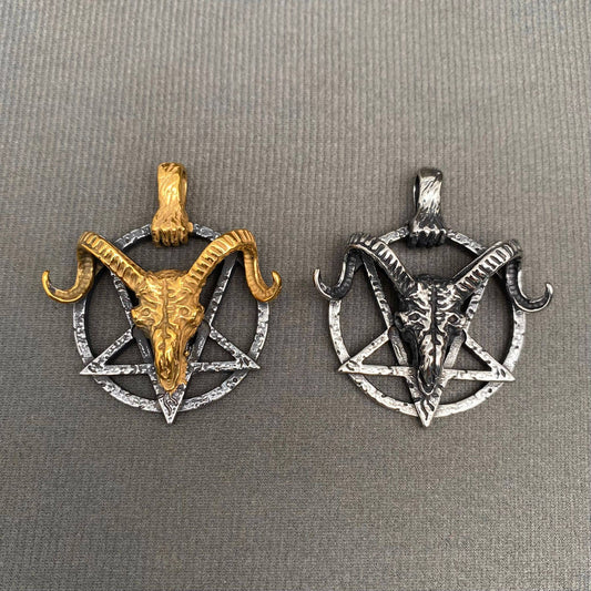 Baphomet Goat Skull Stainless Steel Pendant on Chain