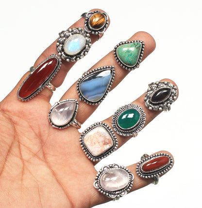 Gemstone Silver Plate Rings * Various Sizes & Stones