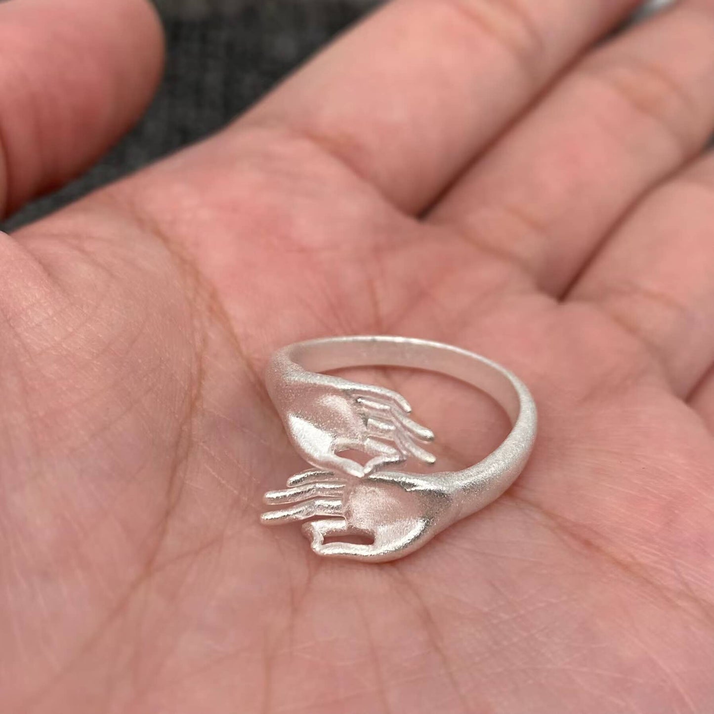 Frosted Hands Adjustable Ring