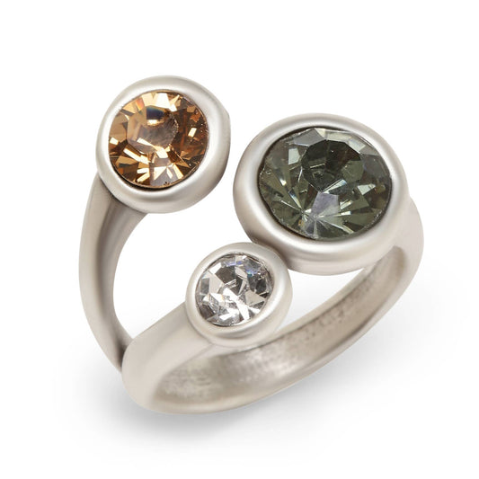 Handmade Brass Ring In 945 Silver Plated ☆ Swarovski Crystal