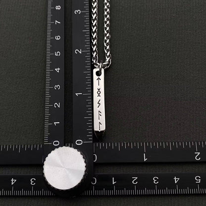 Stainless Steel Viking Rune Pendant Necklace