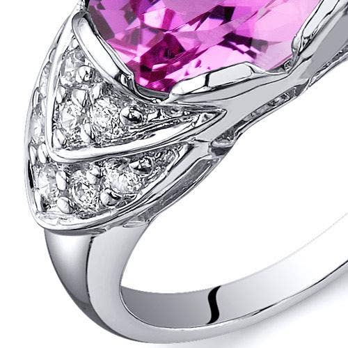 Lab-Grown Pink Sapphire Oval Cut Sterling Silver Ring Size 8
