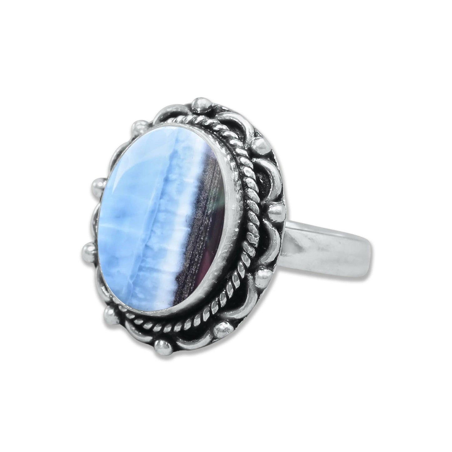 Blue Owyhee Opal Rings ☆ Handmade, Silver-Plated, Soft Sky-Toned Gemstone