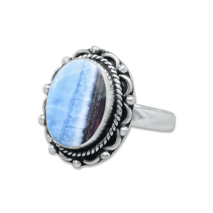 Blue Owyhee Opal Rings ☆ Handmade, Silver-Plated, Soft Sky-Toned Gemstone