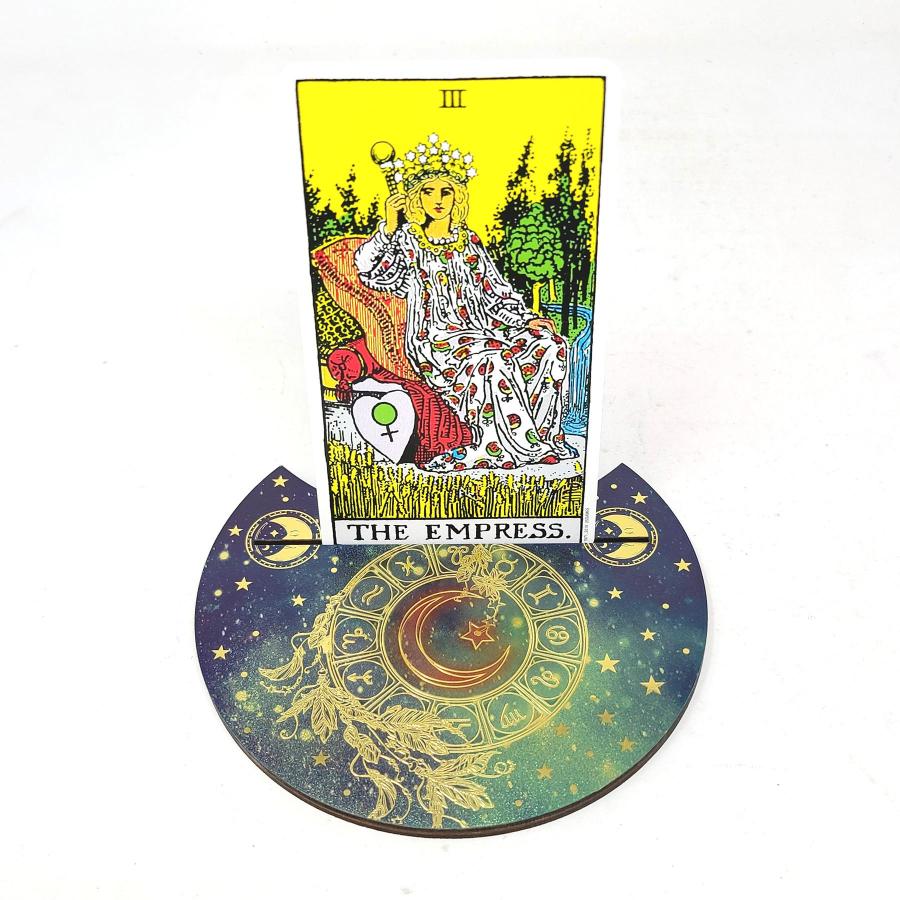Wooden Crescent Tarot Card Holder Moon Zodiac
