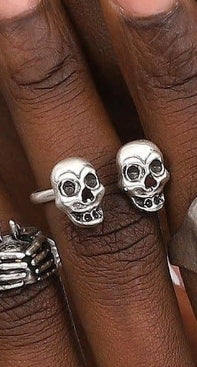 Double Skulls Adjustable Ring